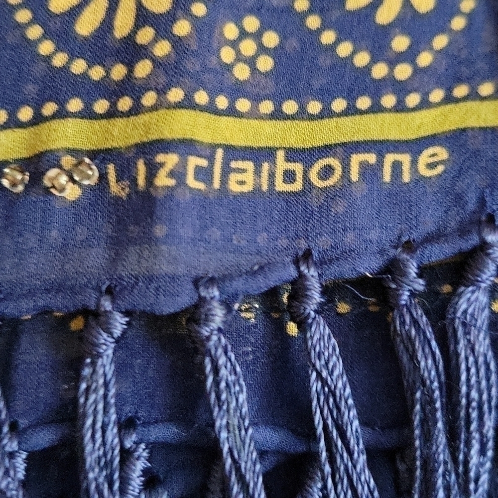 ๐
บVTG LIZ CLAIBORNE Leopard Print Paisley Beaded Flapper Fringe Scarf - Picture 3 of 5